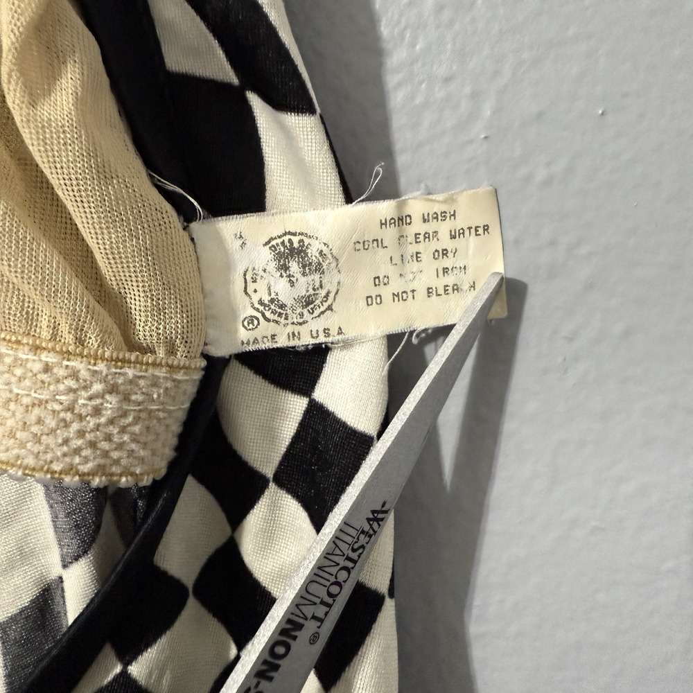 Vintage Swimsuit Size 14 Swim Dress Psychedelic Check Swim Suit‎ Union Made 90s - Picture 11 of 14